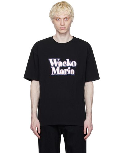 Wacko Maria T-shirt noir à logo contrecollé