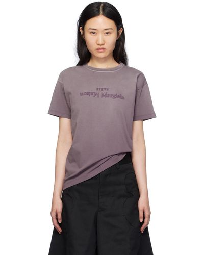 Maison Margiela T-shirt mauve à logo modifié - Violet