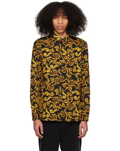 Versace Black & Gold Sketch Couture Shirt - Orange