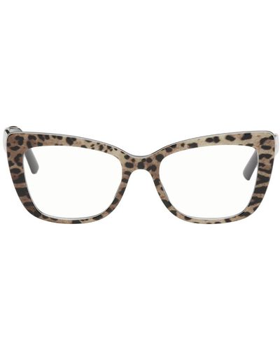 Dolce & Gabbana Brown Leopard Glasses - Black