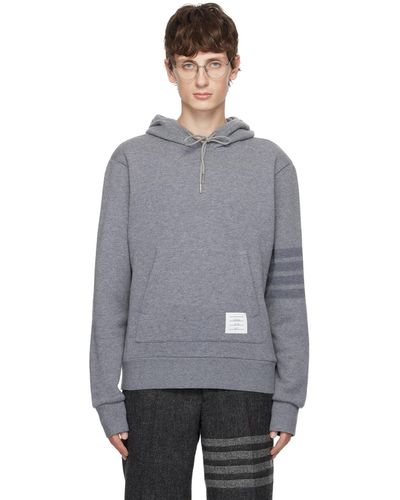 Thom Browne Grey 4-bar Hoodie