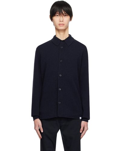 Norse Projects Cardigan martin bleu marine - Noir