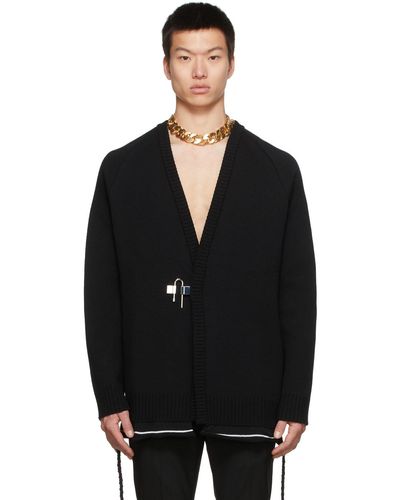 Givenchy Cardigan noir en laine à cadenas