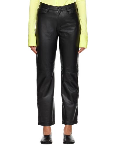 Proenza Schouler Black White Label Straight Leather Trousers