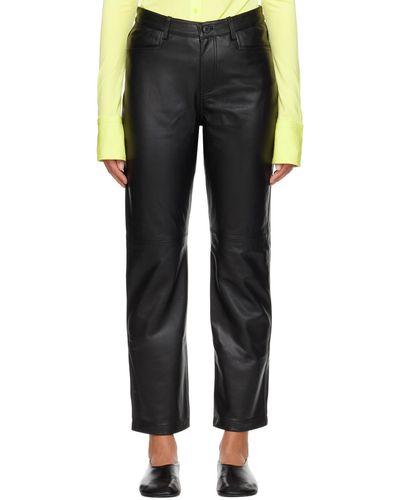 Proenza Schouler Pantalon droit noir en cuir - label