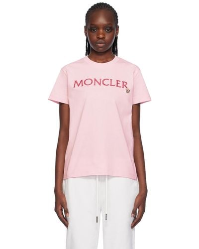 Moncler ロゴ刺繍 Tシャツ - ピンク