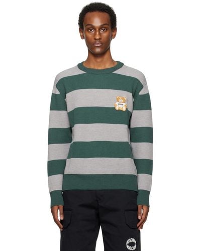 Moschino Green & Grey Teddy Patch Jumper