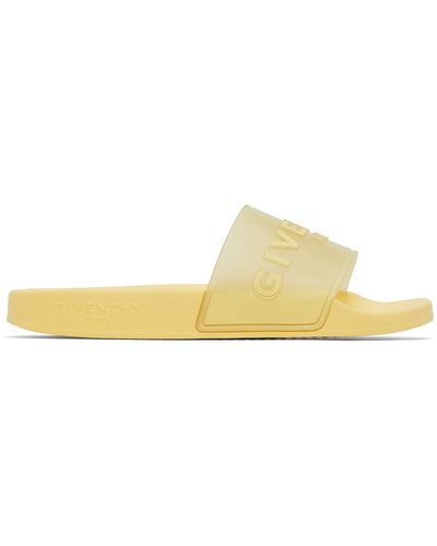 Givenchy Yellow Slide Flat Sandals - Black