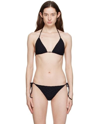 Versace Black Self-tie Bikini Top
