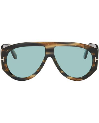 Tom Ford Lunettes de soleil bronson écailles de tortue - Vert