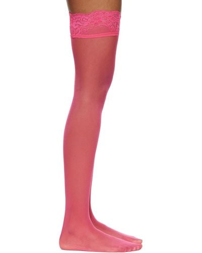 Versace Pink Lace Stockings - Red