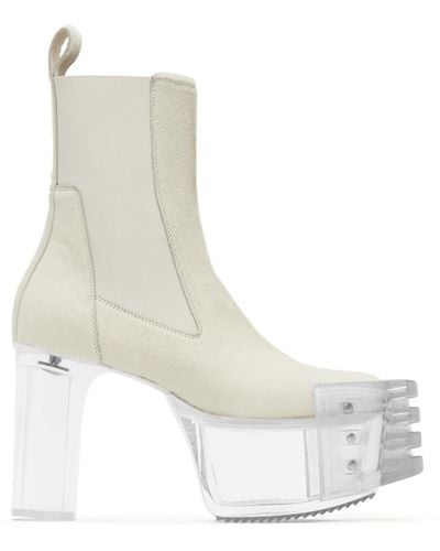 Rick Owens White Grill Kiss Chelsea Boots