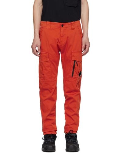 C.P. Company C.p. Company Orange Garment-dyed Cargo Trousers - Red