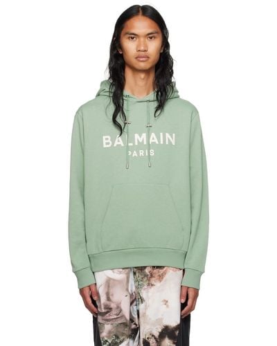 Balmain Printed Hoodie - Green