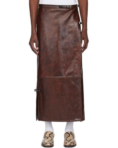 Acne Studios Long Leather Maxi Skirt - Brown