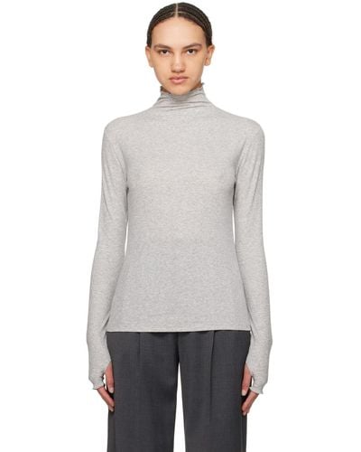 Filippa K Grey Mock Neck Sweater - Black