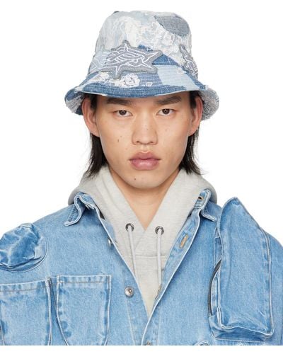 Who Decides War Thorn Wrapped Grid Bucket Hat - Blue