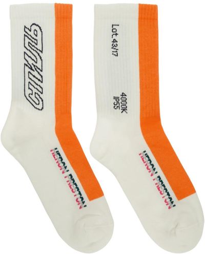 Heron Preston White And Orange Style Socks