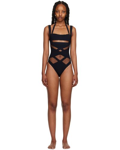 Blue Suspender One-Piece Swimsuit