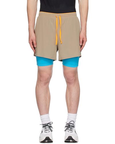 7 DAYS ACTIVE Taupe Two-in-one Shorts - Blue
