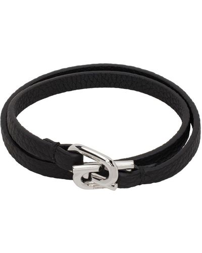 SALVATORE Navy Blue Braided Double Wrap Mens Leather Bracelet