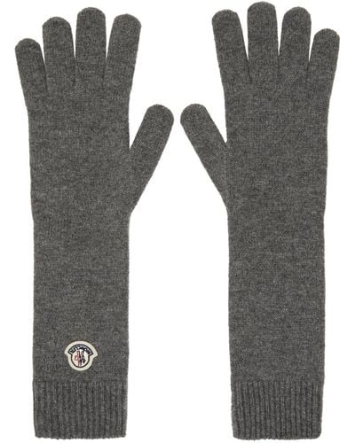 Moncler Grey Logo Patch Gloves