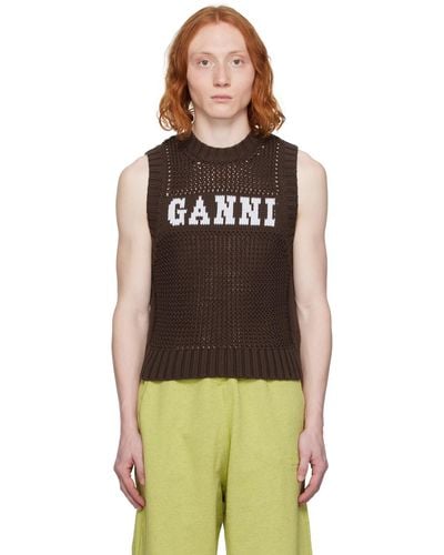 Ganni Brown Rope Vest - Black