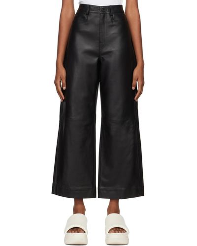 Proenza Schouler Label Leather Culotte Trousers - Black