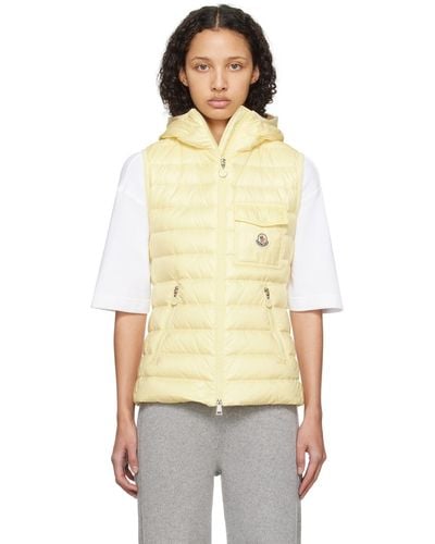Moncler Yellow Glygos Down Vest - Natural