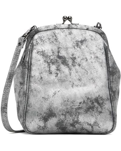 Yohji Yamamoto Silver Discord Leather Bag - Grey