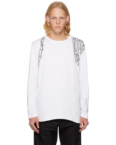 Alexander McQueen T-shirt à manches longues blanc à imprimés