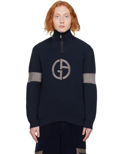 Giorgio Armani Zip Jumper - Blue