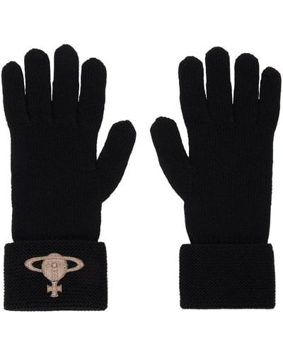 Vivienne Westwood Black Embroidered Orb Gloves