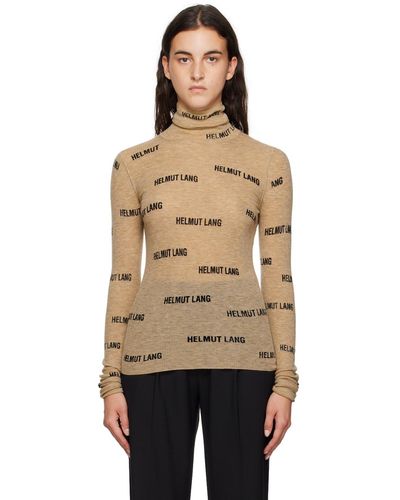 Helmut Lang Col roulé taupe à motif à logo imprimé - Noir