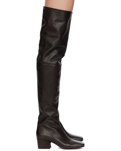 Lemaire Brown Leather Boots - Black