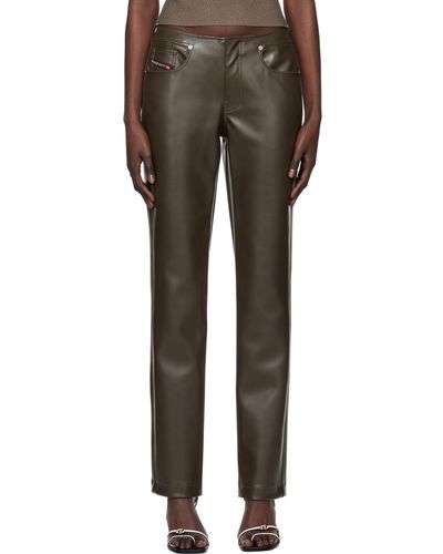 DIESEL Green P-cirsium Faux-leather Trousers - Black