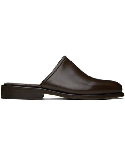 Lemaire Brown Square Mules - Black