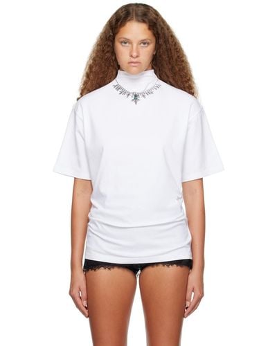 Pushbutton Emerald Necklace T-shirt - White