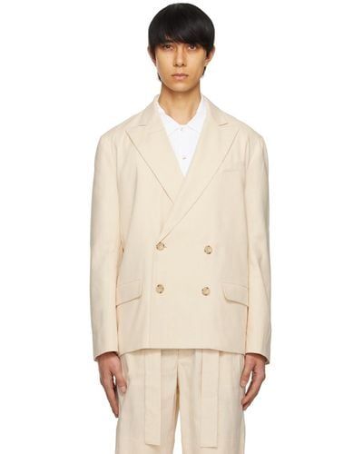 Commas Off- Double-breasted Blazer - Natural