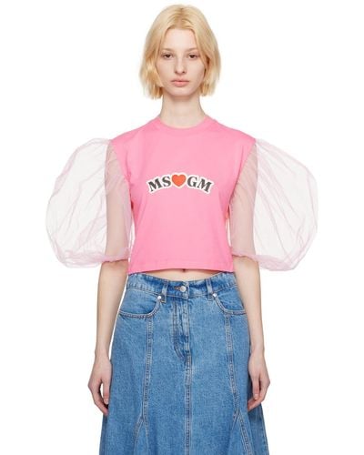 MSGM Pink Balloon Sleeves T-shirt