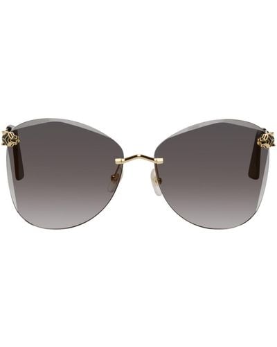Cartier Gold Rimless Sunglasses - Black