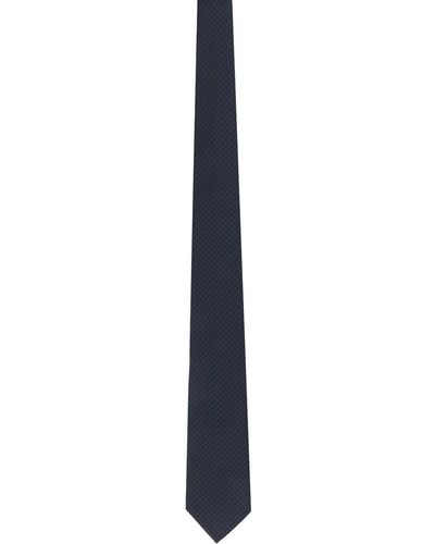 Tom Ford Cravate bleu marine à motif pied-de-poule - Noir