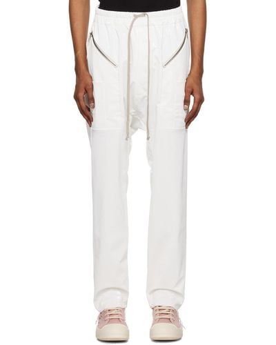 Rick Owens Off- Drawstring Cargo Trousers - White