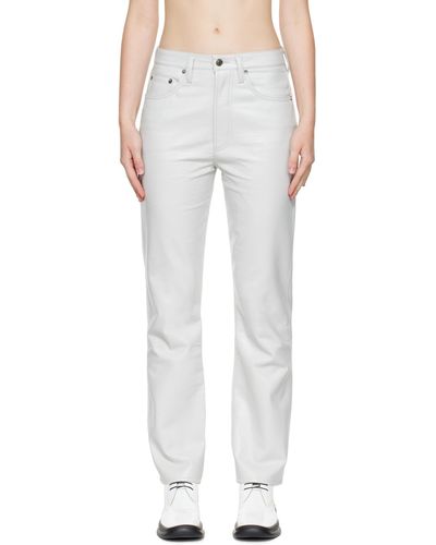 Agolde Grey Relaxed Leather Trousers - White