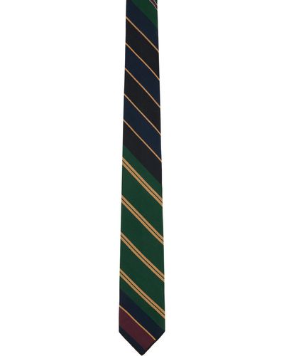 Engineered Garments Green & Navy Cp Regimental Stripe Neck Tie - Black