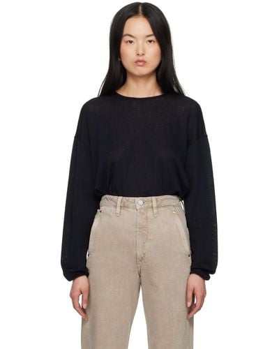 Lemaire Ribbed Long Sleeve T-Shirt - Blue
