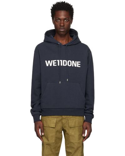 we11done Navy Fitted Basic Hoodie - Black