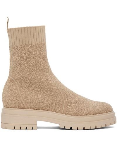 Gianvito Rossi Torrance Sock Boots - Natural