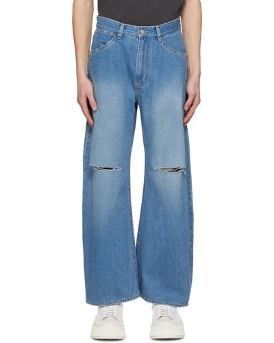 Attachment Distressed Jeans - Blue