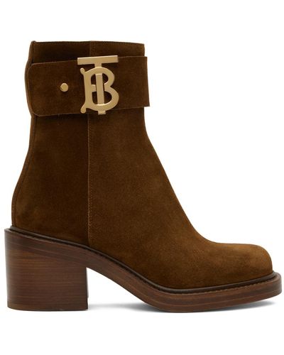 Burberry Monogram Ankle Boots - Brown